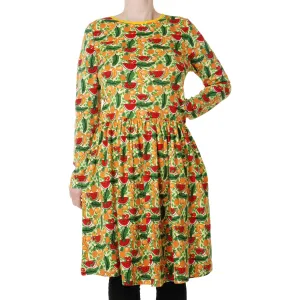 Adult's Tropical Long Sleeve Dress With Gathered Skirt