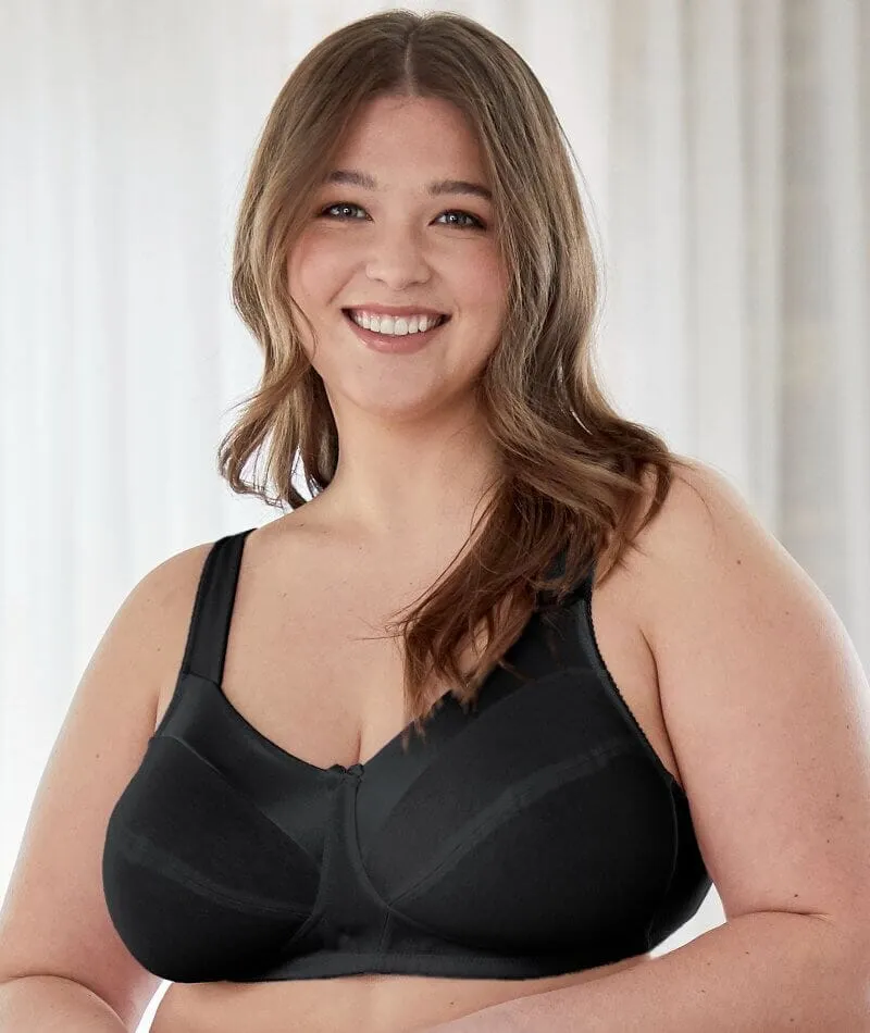 Bestform Satin Trim Wire-Free Cotton Bra With Unlined Cups 3 Pack - Black/Nude/White