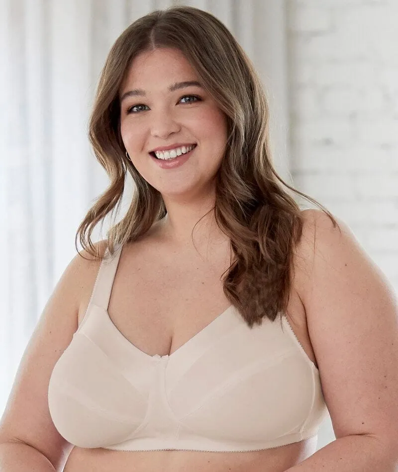 Bestform Satin Trim Wire-Free Cotton Bra With Unlined Cups 3 Pack - Black/Nude/White