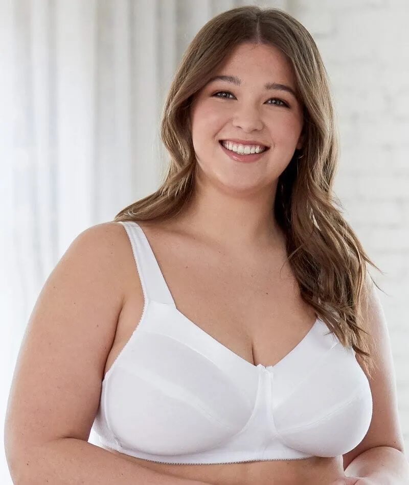 Bestform Satin Trim Wire-Free Cotton Bra With Unlined Cups 3 Pack - Black/Nude/White