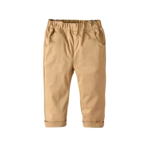 Boys Cotton Casual Cargo Pants - Khaki, Grey, Stone, Green, Orange, Brown, Navy, Bordeaux