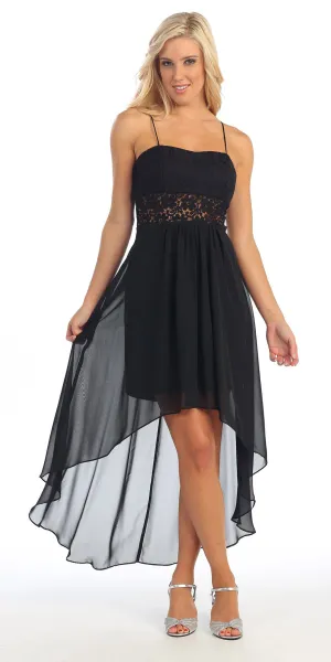 Celavie 2381 High Low Dress Spaghetti Strap Flower Waist Empire