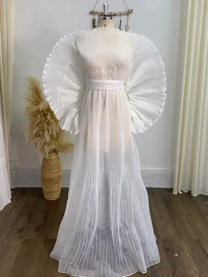 Maternity Dress for Photo Shoot Ivory Maternity Gown Organza Pregnancy Dress YW240051