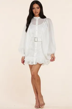 MINI WHITE DRESS WITH BALLON SLEEVES