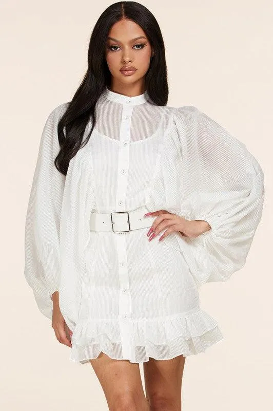 MINI WHITE DRESS WITH BALLON SLEEVES