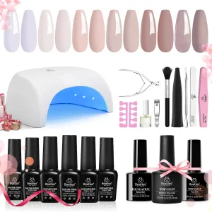 Nude Neutral Nail Art Kit: Complete Manicure Set with Gels, Tools, Accessories, Care and Design Essentials