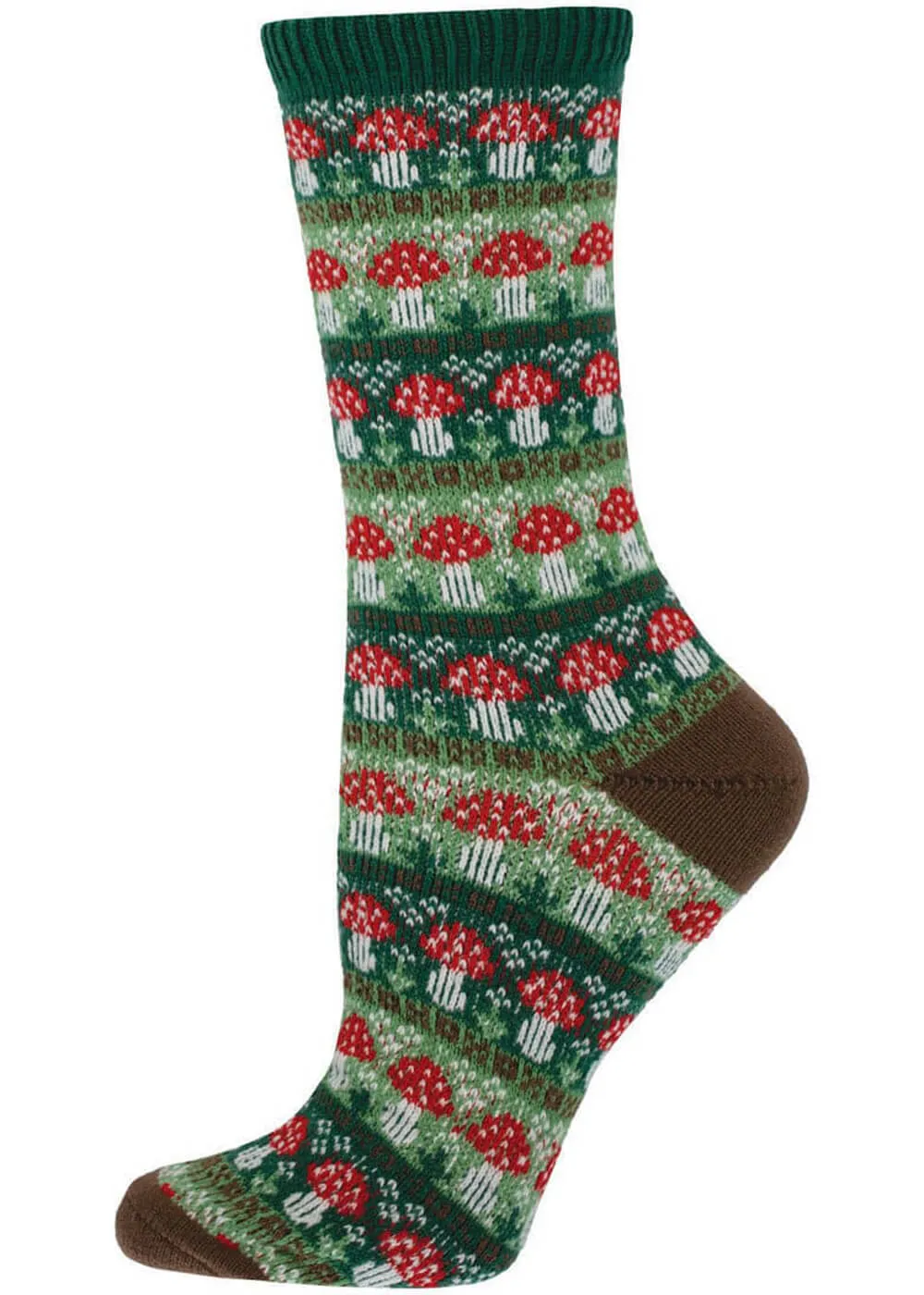 Socksmith In Line For Mushies Mushrooms Sweater Socks Green
