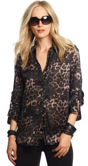 ZANZIBAR LEOPARD BUTTON DOWN BOYFRIEND SHIRT